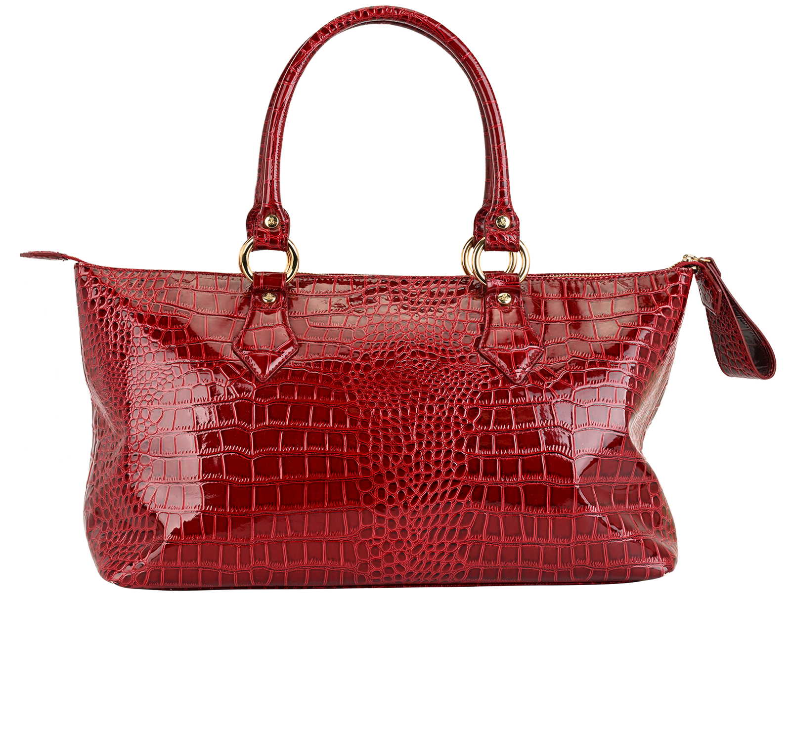 East West Croc Effect Shoulder Bag, &pound;150, Handbags, Red, Leather, Back view